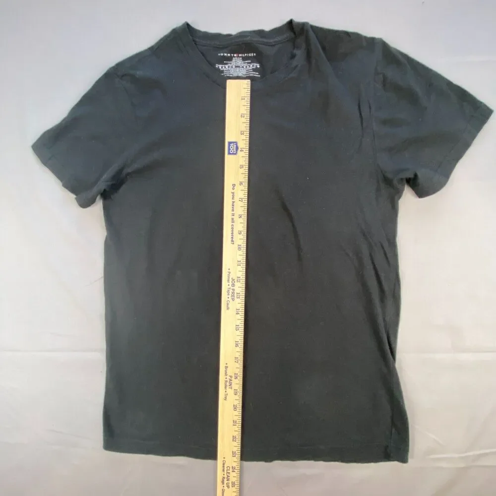 Tommy Hilfiger Mens T-Shirt Small S Black Short Sleeve Solid Crew Neck Cotton Te